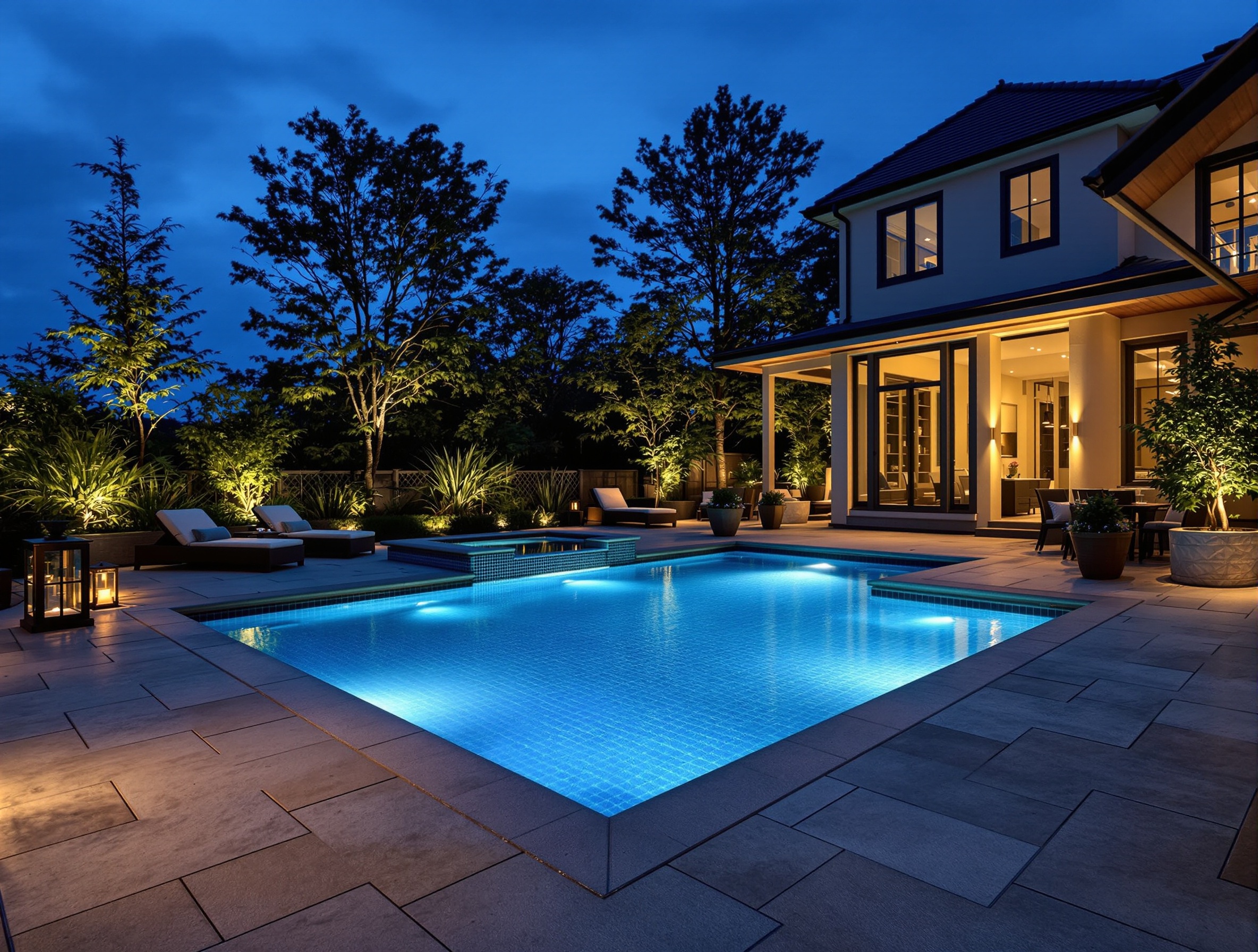 Pool terrace and outdoor-room lighting - Belle Meade