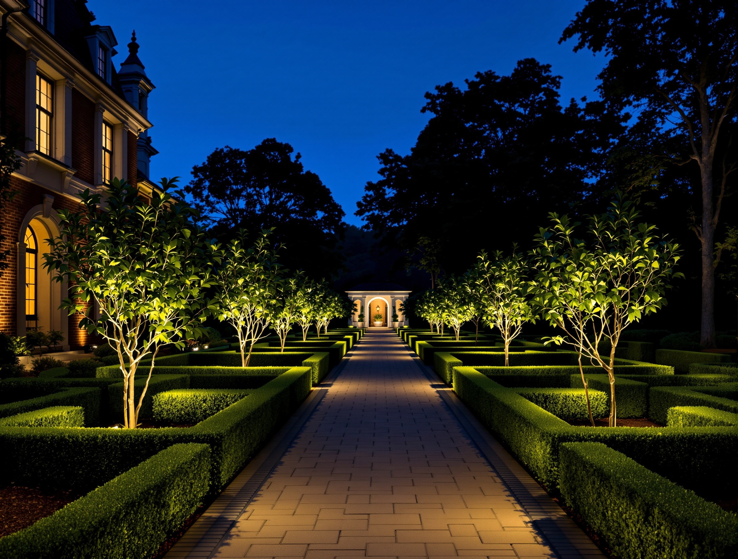 Formal Gardens and Symmetry - Belle Meade TN landscape lighting