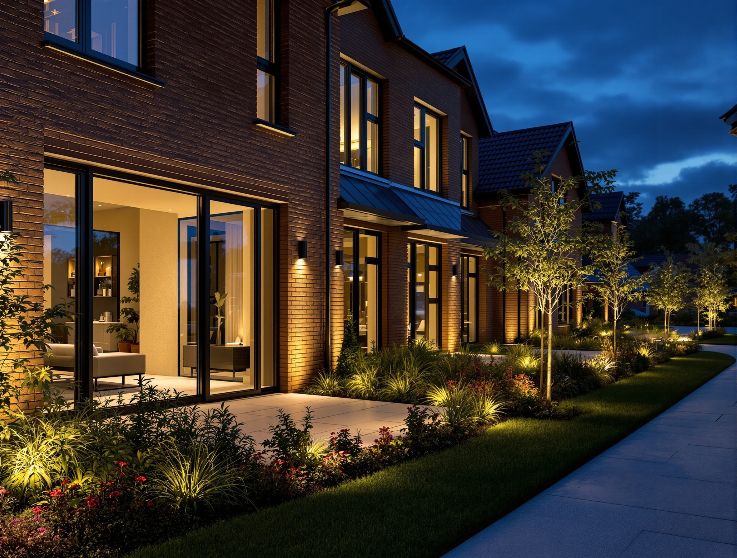A young new-build landscape lit to grow - Columbia