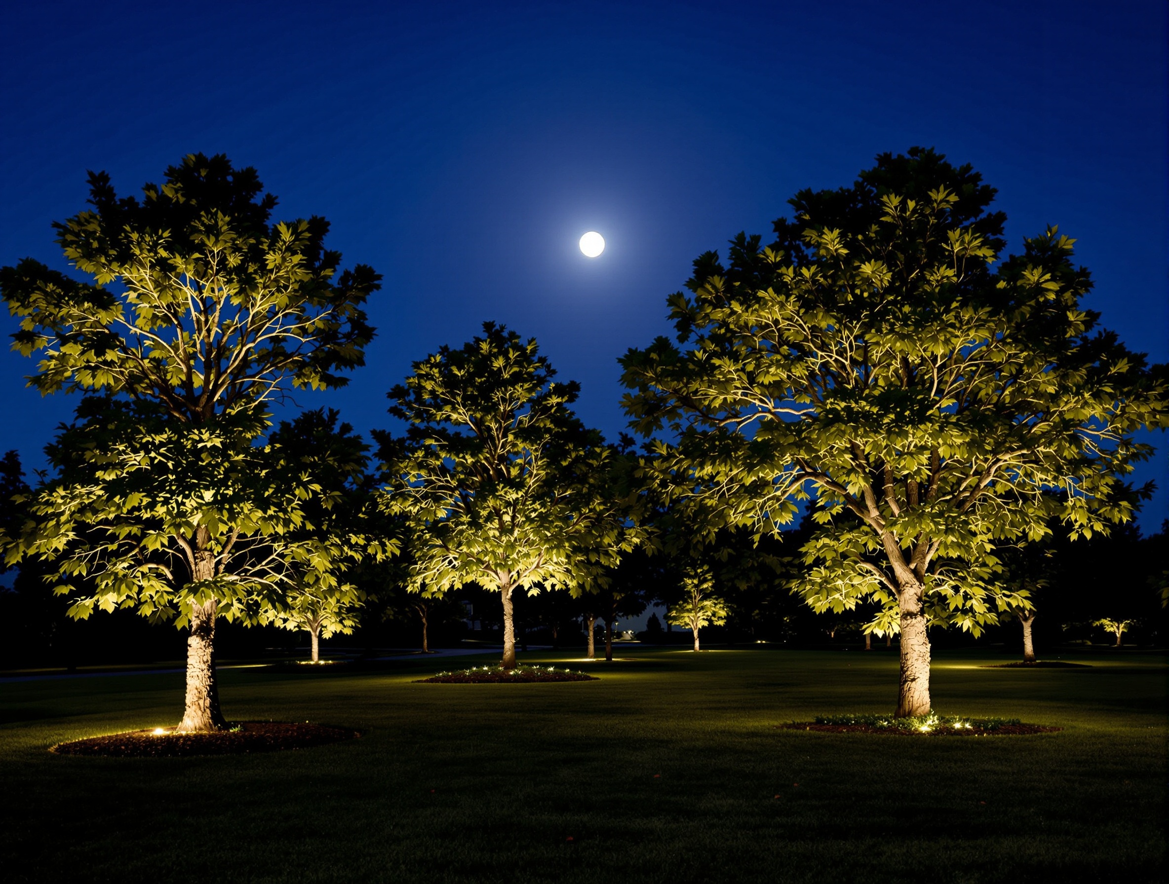 Specimen trees moonlit on a plateau lot - Cookeville