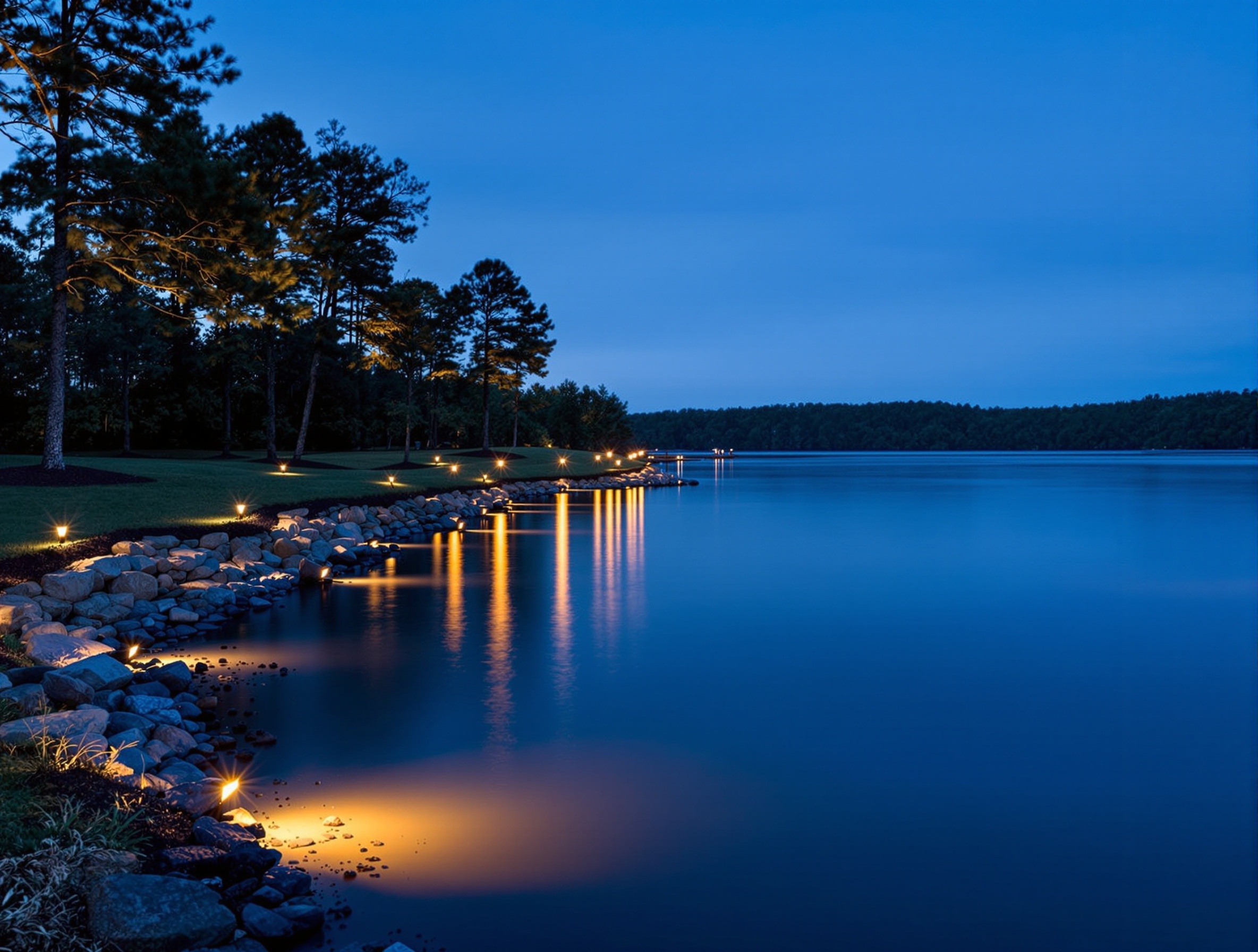 Shoreline and descent lighting on an Old Hickory lake lot - Gallatin
