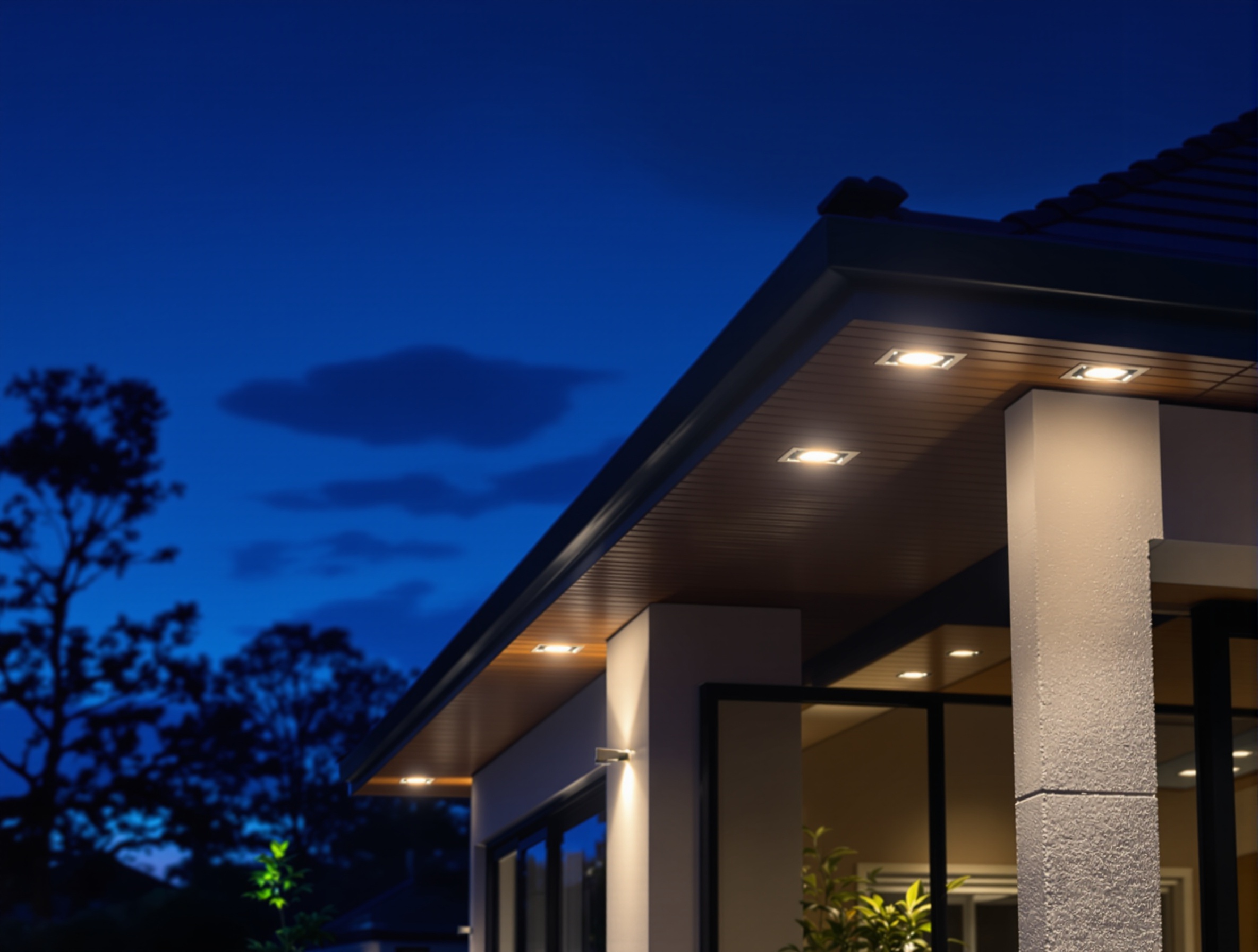 Permanent roofline lighting on a new build - Green Hills