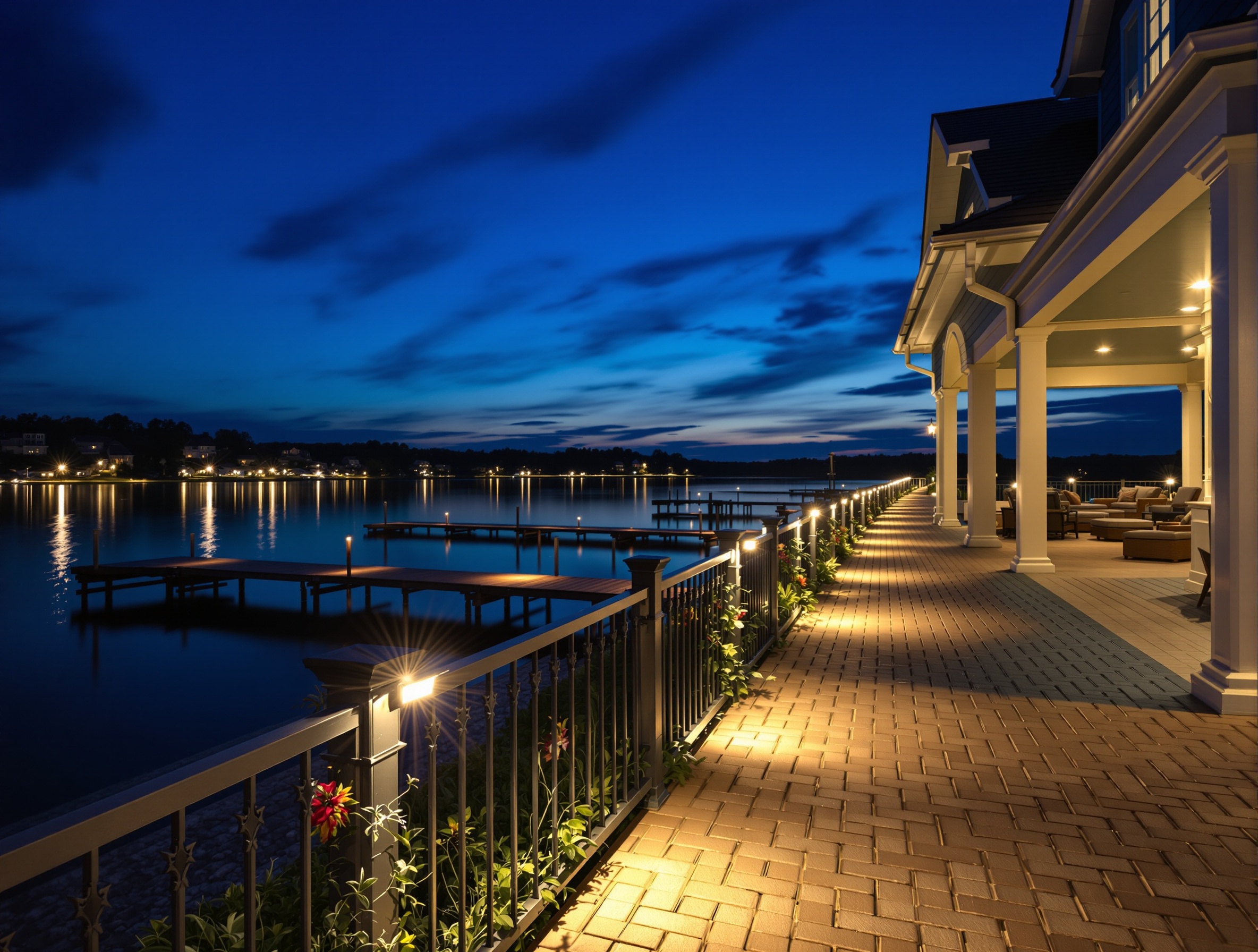 Shoreline and dock lighting on an Old Hickory lake lot - Mount Juliet