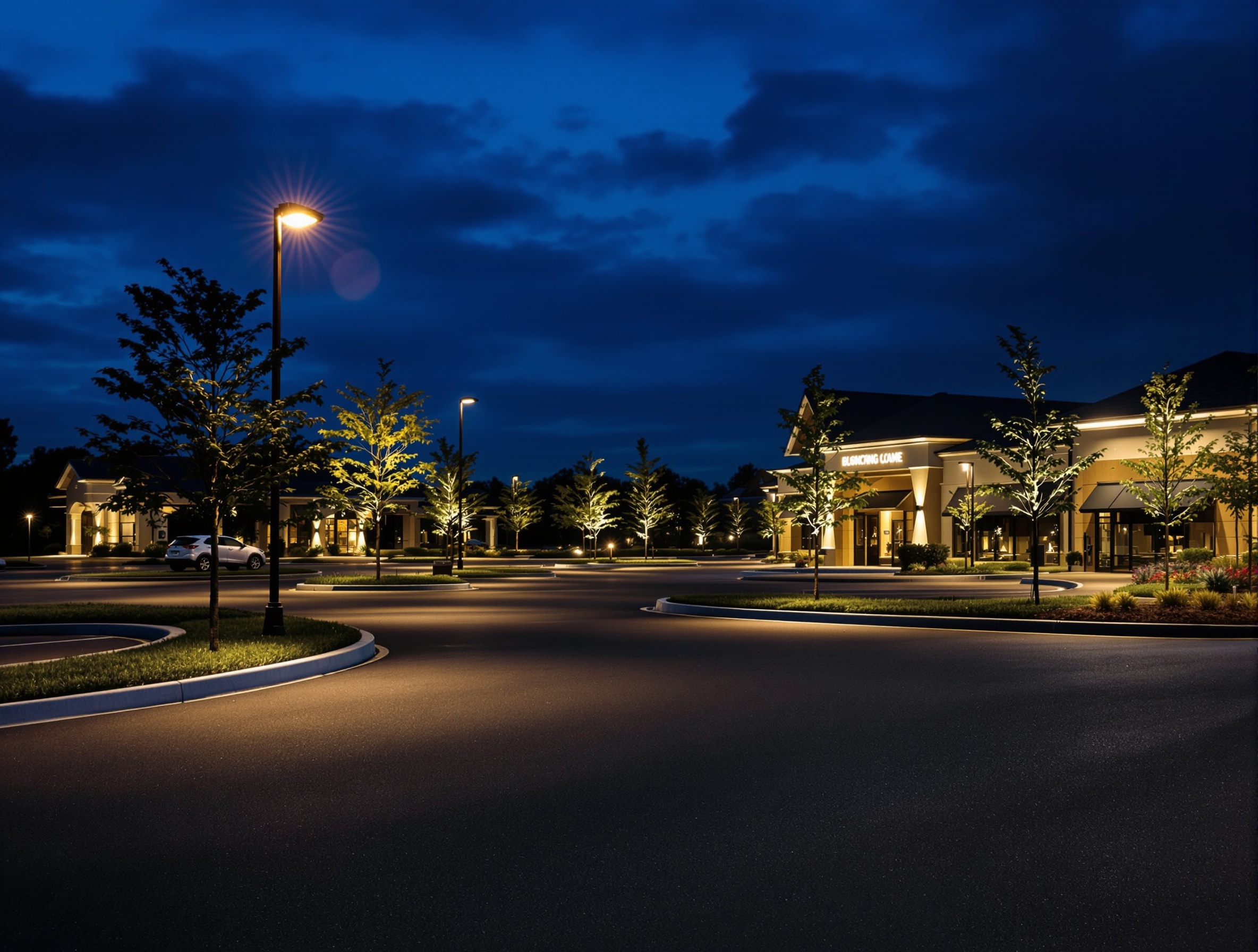 Approach and frontage lighting on an open lot - Murfreesboro