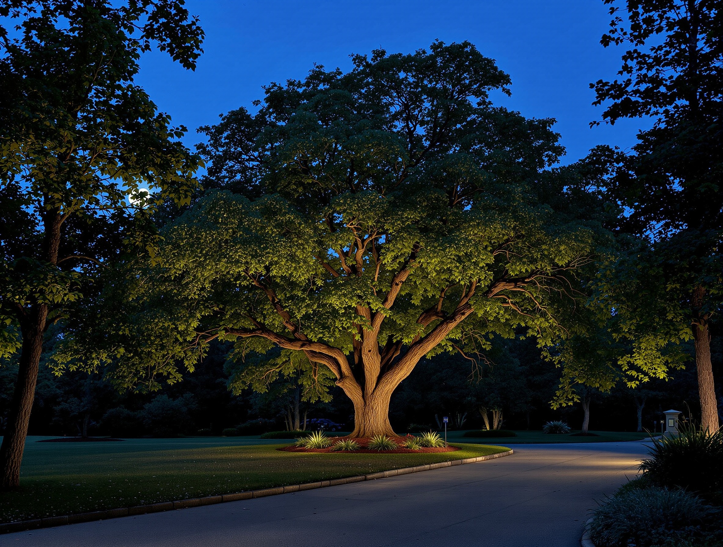 Specimen oak moonlit on a wooded west-side lot - Nashville