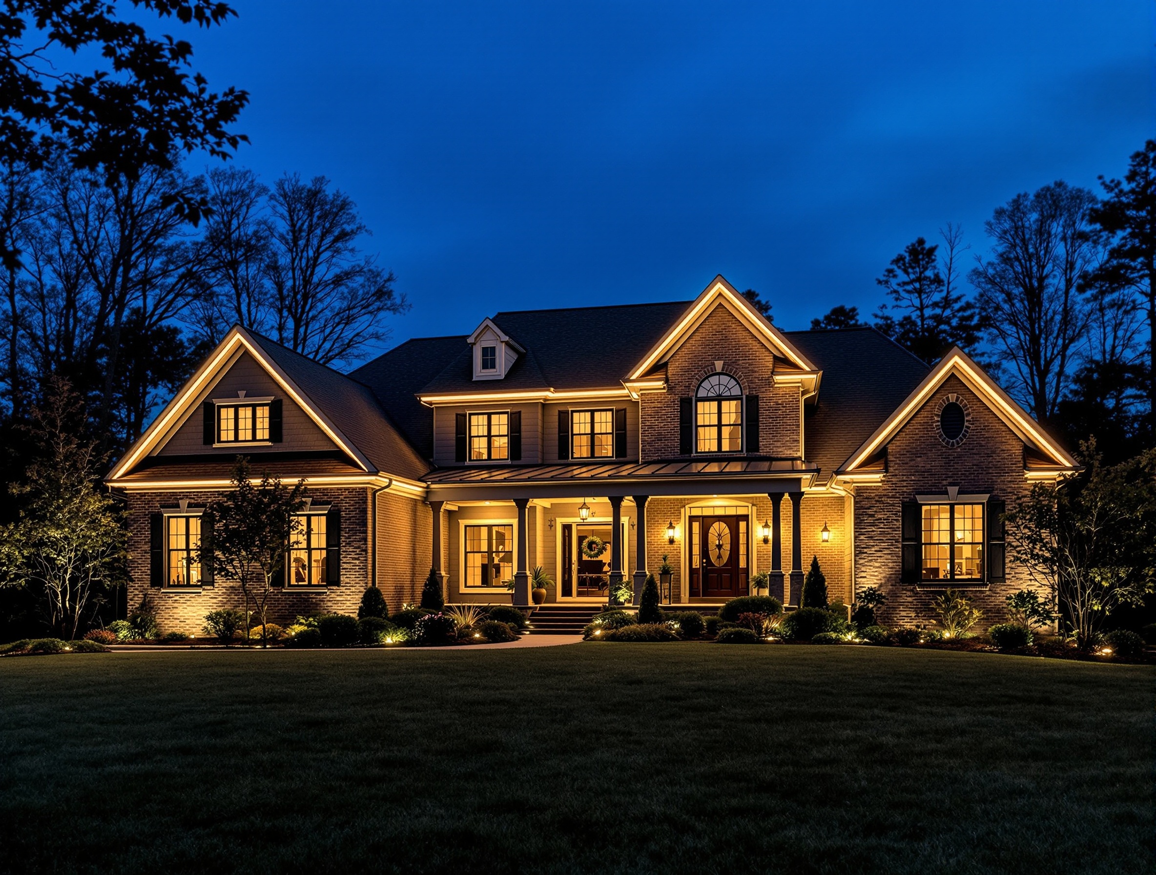 Multi-Gable Homes - Permanent Roofline Lighting