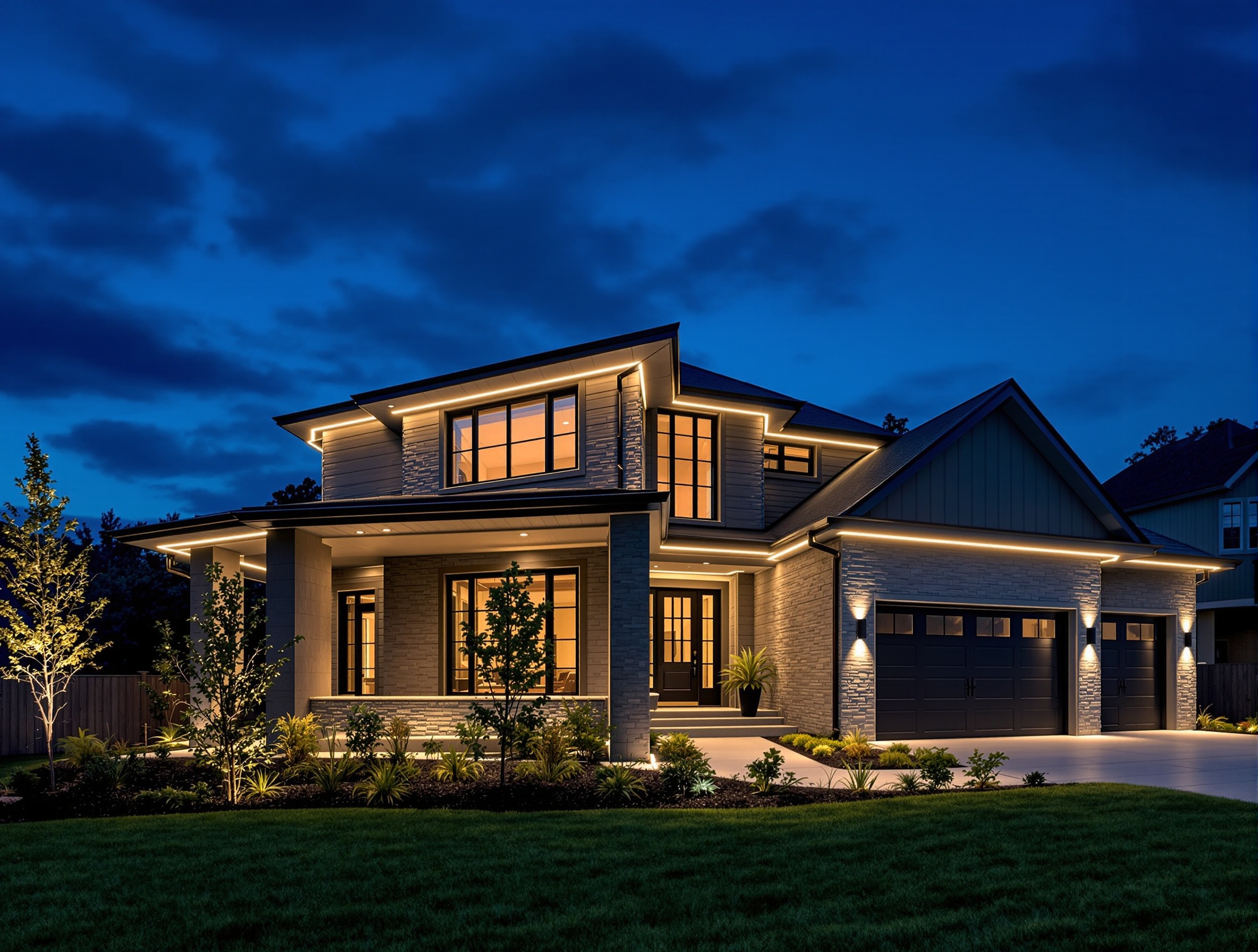 Modern New Builds - Permanent Roofline Lighting