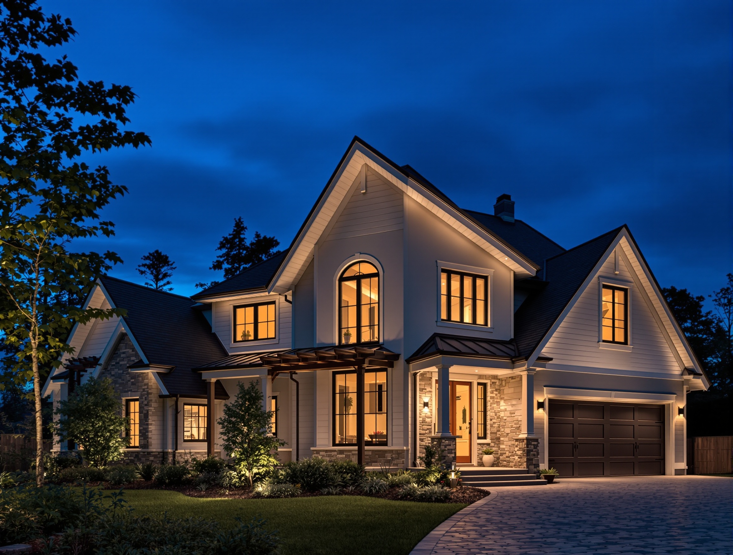 Permanent roofline lighting on a custom home - Smyrna