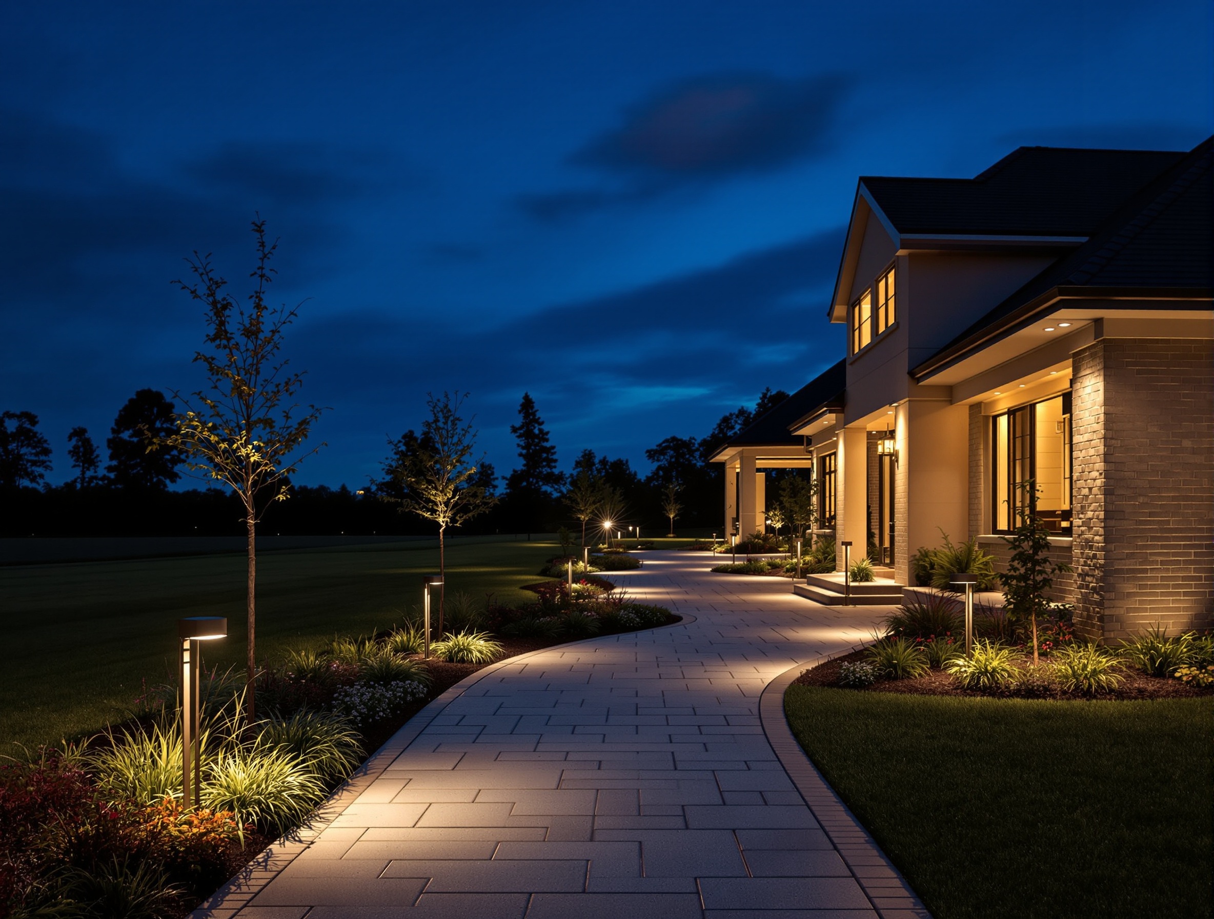 Approach and frontage lighting on open ground - Spring Hill